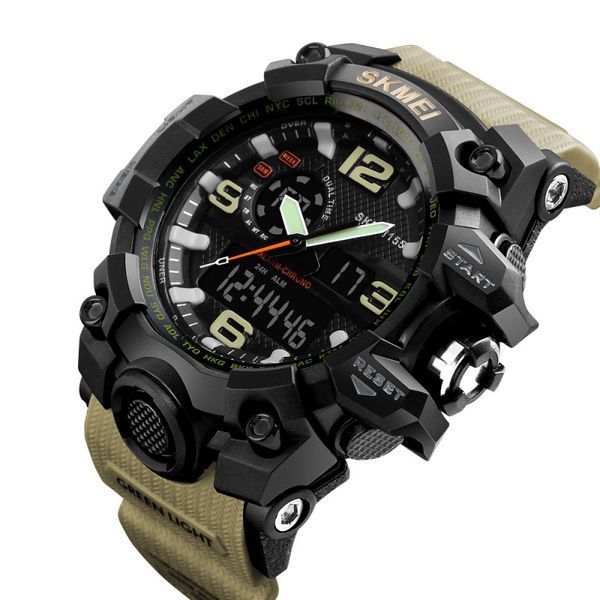Мужские часы Skmei 1155 Black-Khaki 175097 фото